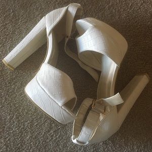 White heels size 9 worn once!!!